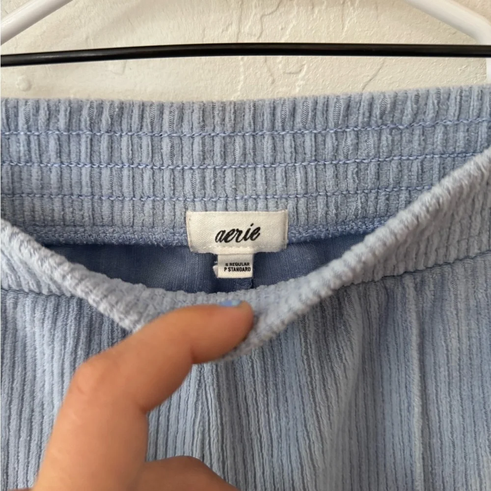 Aerie light blue corduroy flare pull on elastic waist pants small regular - Picture 3 of 6